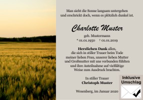 Trauerkarten Danksagung