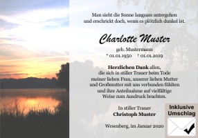 Trauerkarten Danksagung