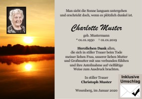 Trauerkarten Danksagung