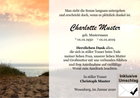 Trauerkarten Danksagung