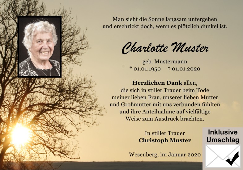 Danksagungen Trauer