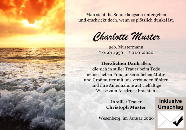 Danksagungen Trauer