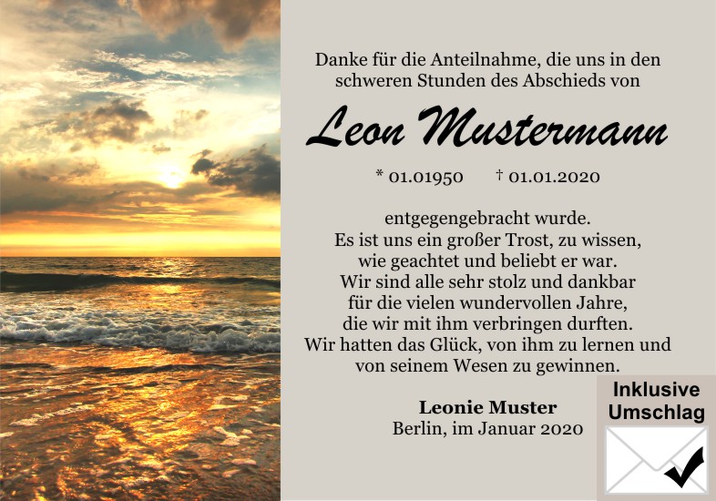 Danksagungen Trauer