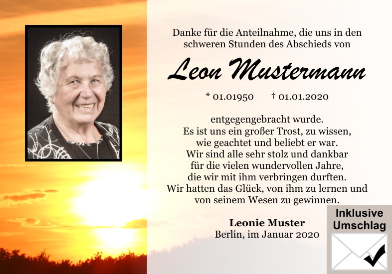 Danksagungen Trauer