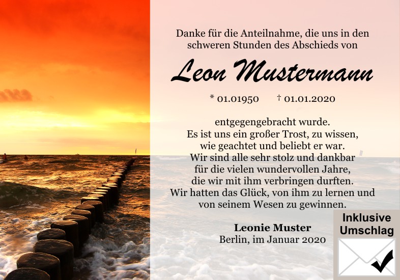 Danksagungen Trauer
