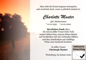 Trauerkarten Danksagung