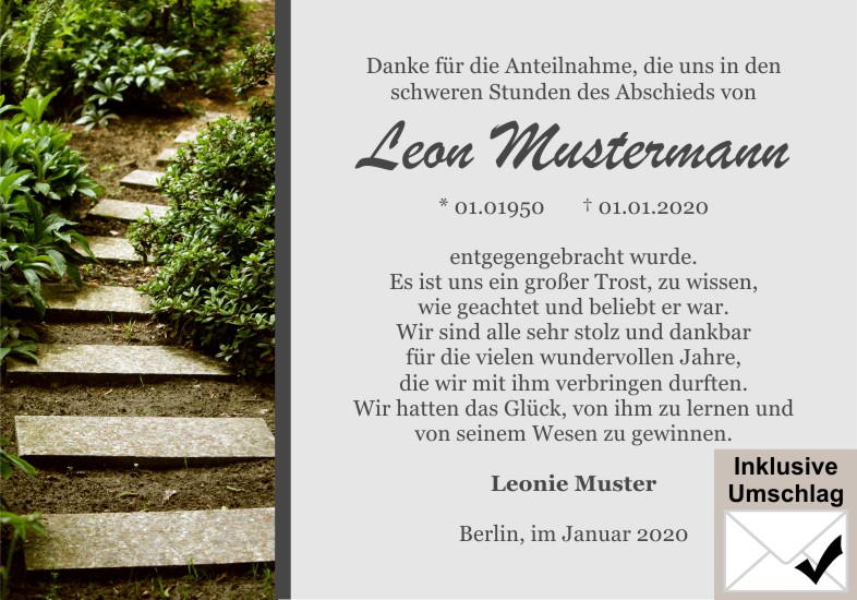 Danksagungen Trauer