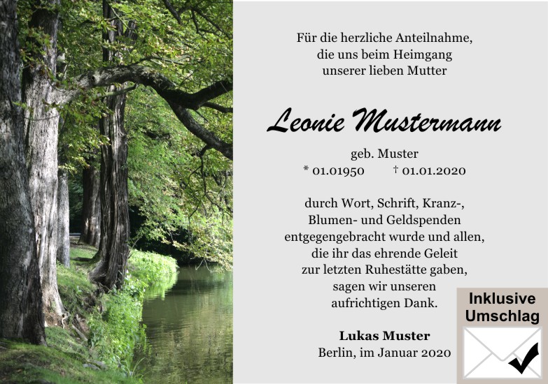 Danksagungen Trauer