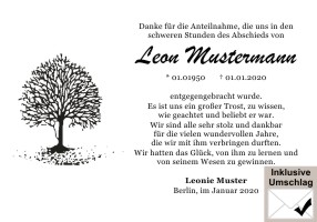 Trauerkarten Danksagung