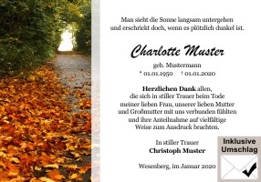 Trauerkarten Danksagung