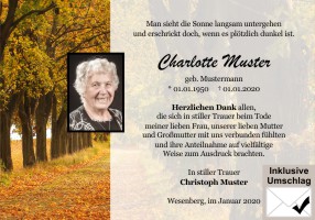 Trauerkarten Danksagung