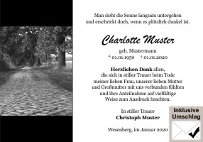 Trauerkarten Danksagung