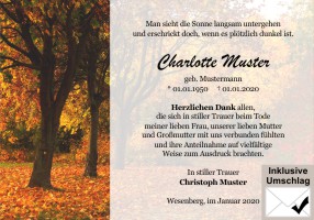 Trauerkarten Danksagung