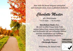 Trauerkarten Danksagung