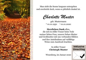Trauerkarten Danksagung
