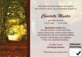 Trauerkarten Danksagung
