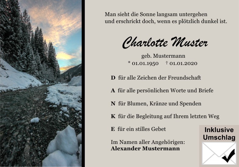 Danksagungen Trauer