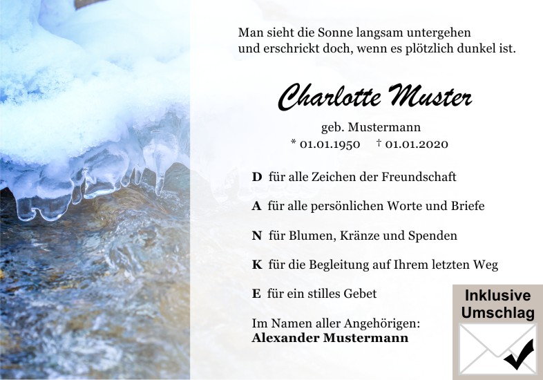 Danksagungen Trauer