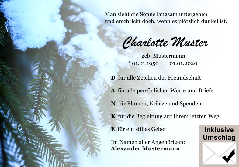 Danksagungen Trauer